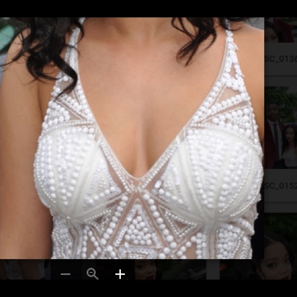 Beaded B/W prom gown - Picture 4 of 7